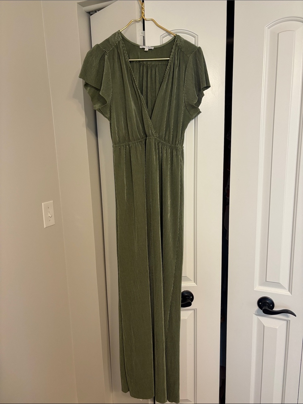 Baltic Born Olive Green Flutter Sleeve Dress